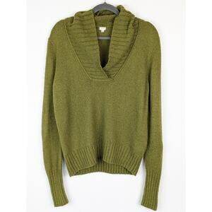 J Crew Factory Sweater Shawl Mohair Wool Fuzzy Fall Winter Preppy Green Size XL